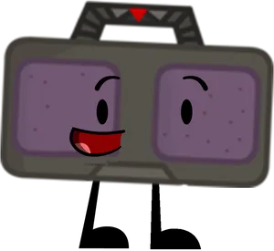 Animated Boombox Character Smiling PNG Image