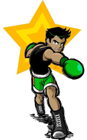 Animated Boxer Punching Star Background PNG Image