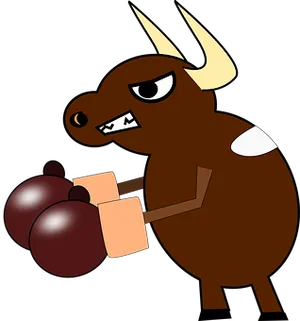 Animated Boxing Bull Character PNG Image