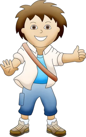 Animated Boy Character Thumbs Up PNG Image