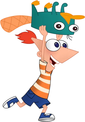 Animated Boy With Platypus Hat PNG Image