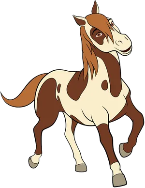 Animated Brownand White Horse PNG Image