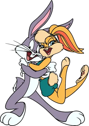 Animated Bunny Duo Cartoon PNG Image