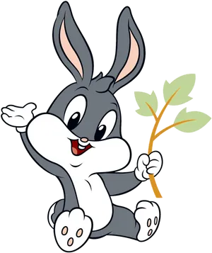 Animated Bunny With Carrot PNG Image