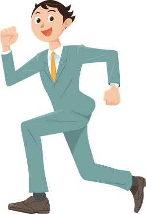 Animated Businessman Running PNG Image