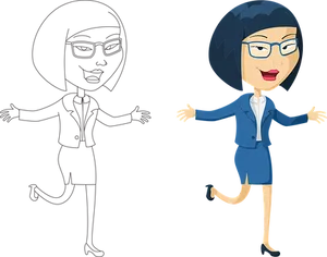 Animated Businesswoman Character PNG