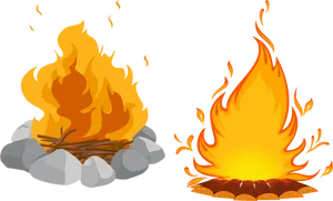 Animated Campfire Comparison PNG Image