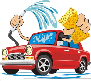 Animated Car Wash Illustration PNG Image