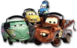 Animated Cars Movie Characters PNG Image