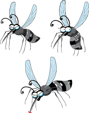 Animated Cartoon Flies Vector PNG Image