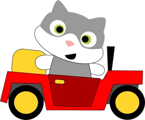 Animated Cat Driving Cartoon Vehicle PNG Image