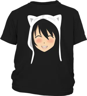 Animated Cat Hoodie Design PNG Image