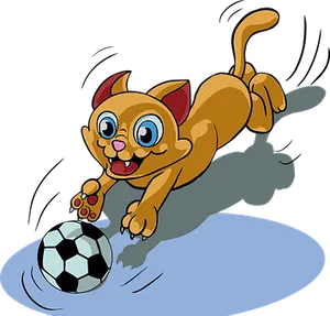 Animated Cat Playing Soccer PNG Image