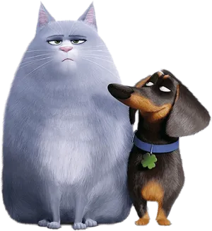 Animated Catand Dog Friends PNG Image