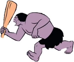 Animated Caveman Running With Club PNG Image