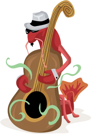 Animated Cello Playing Ant PNG Image