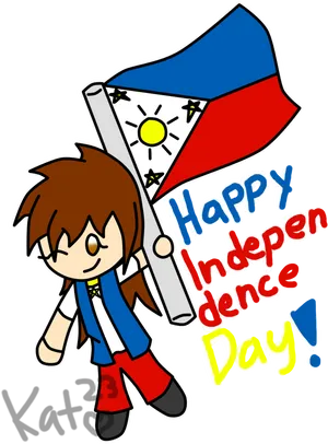 Animated Character Celebrating Independence Day PNG Image