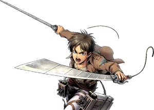 Animated Character Eren Attack Stance PNG Image