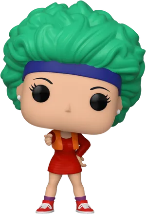 Animated Character Figurinewith Green Hair PNG Image