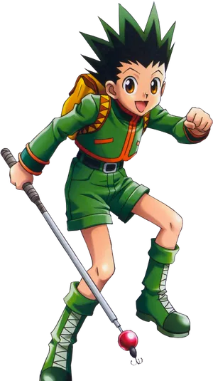 Animated Character Gon Freecss Running PNG Image