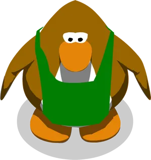 Animated Character Green Bib Overalls PNG Image