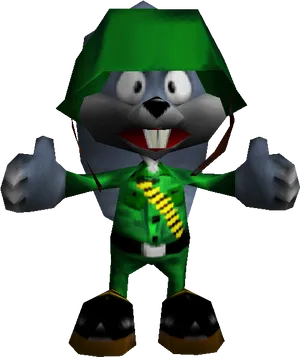 Animated Character Green Hatand Jacket PNG Image