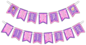 Animated Character Happy Birthday Banner PNG Image