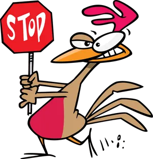 Animated Character Holding Stop Sign PNG Image