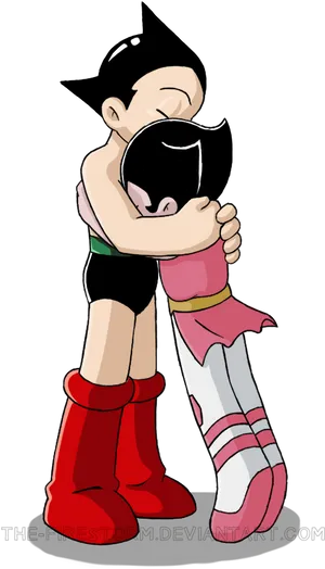 Animated Character Hug PNG Image