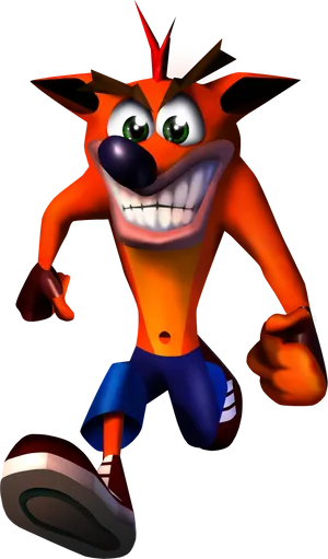 Animated Character Orange Marsupial Jumping PNG Image