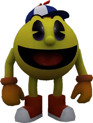 Animated Character Pac Manwith Cap PNG Image