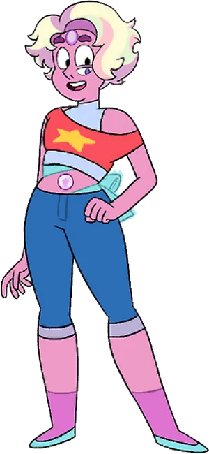 Animated Character Pink Hair Star Shirt PNG Image