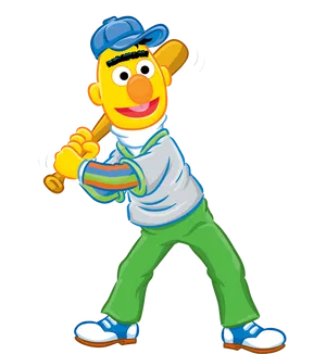 Animated Character Playing Baseball PNG Image