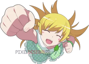 Animated Character Punching Forward PNG Image