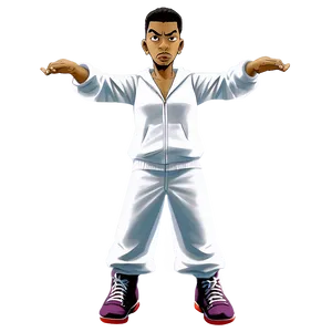 Animated Character White Tracksuit Pose PNG Image