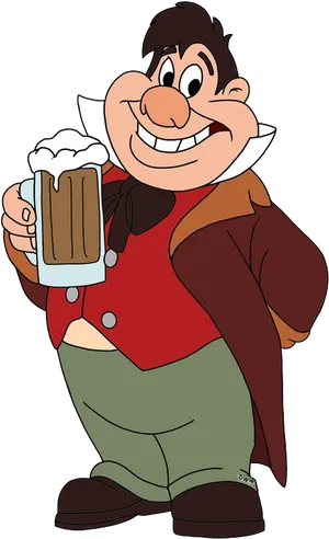 Animated Character With Beer Mug PNG Image