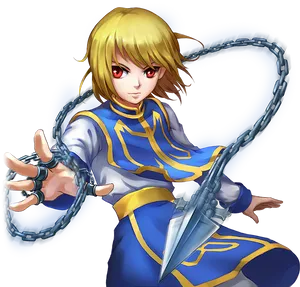 Animated Character With Chain Weapon PNG Image