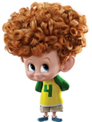 Animated Character With Curly Hair PNG Image