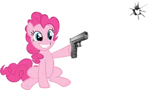 Animated Character With Gunand Bullet Hole PNG Image