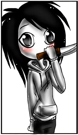 Animated Character With Knife PNG Image