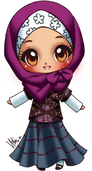 Animated Characterin Hijab PNG Image