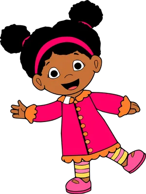 Animated Characterin Pink Dress PNG Image