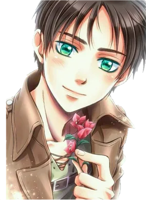 Animated Characterwith Roses PNG Image