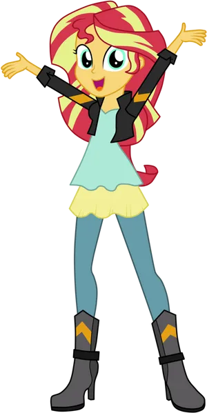 Animated Cheerful Girl Character PNG Image