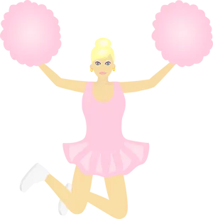 Animated Cheerleader With Pom Poms PNG Image