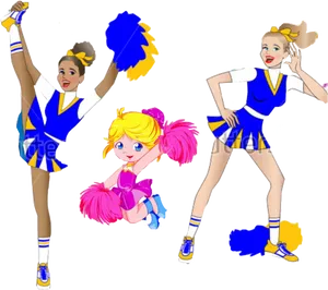 Animated Cheerleadersin Action PNG Image