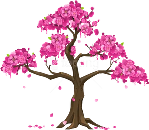 Animated Cherry Blossom Tree PNG Image