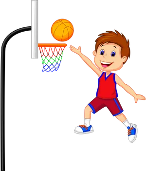 Animated Child Basketball Shot Clipart PNG Image