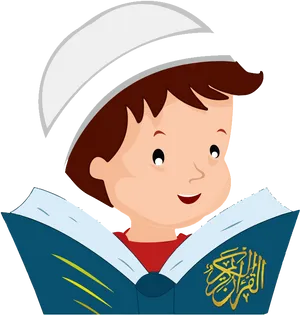 Animated Child Reading Book PNG Image