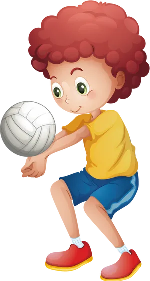 Animated Child Volleyball Player PNG Image